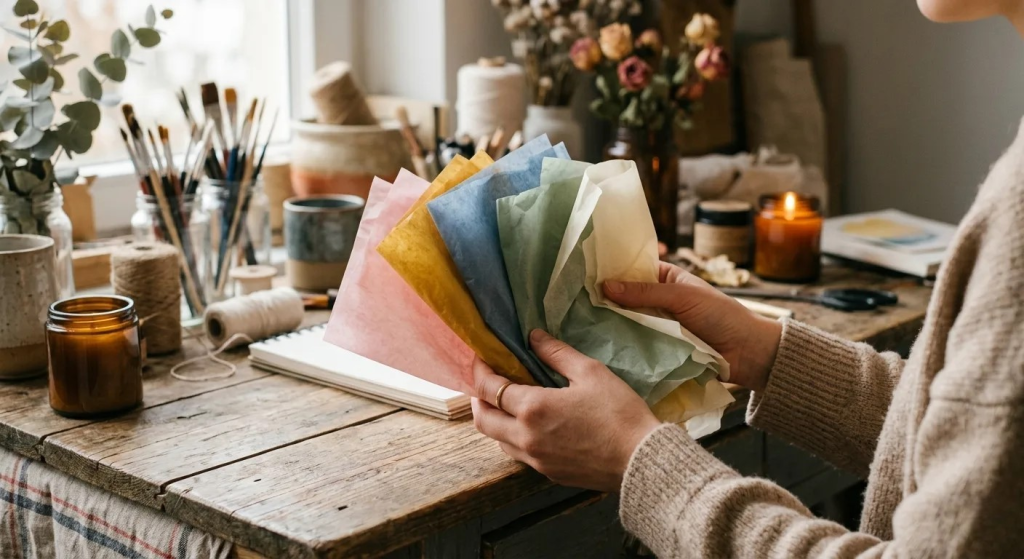 Бумага-тишью различных цветов