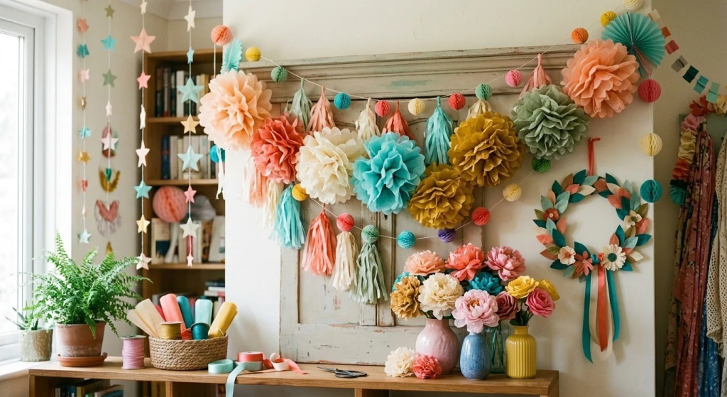 Разнообразный декор из бумаги-тишью