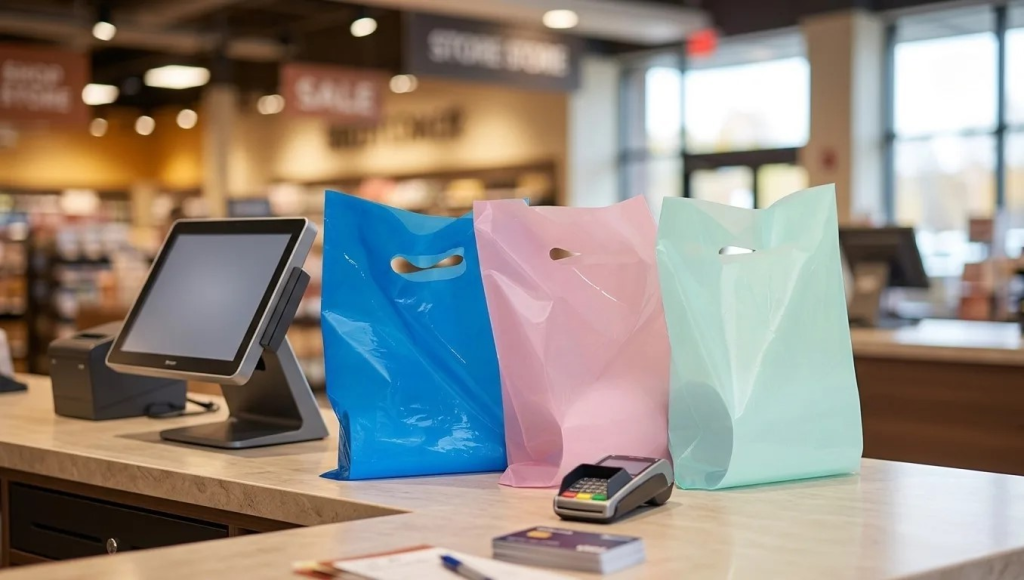 Пакеты ПВД на кассе магазина